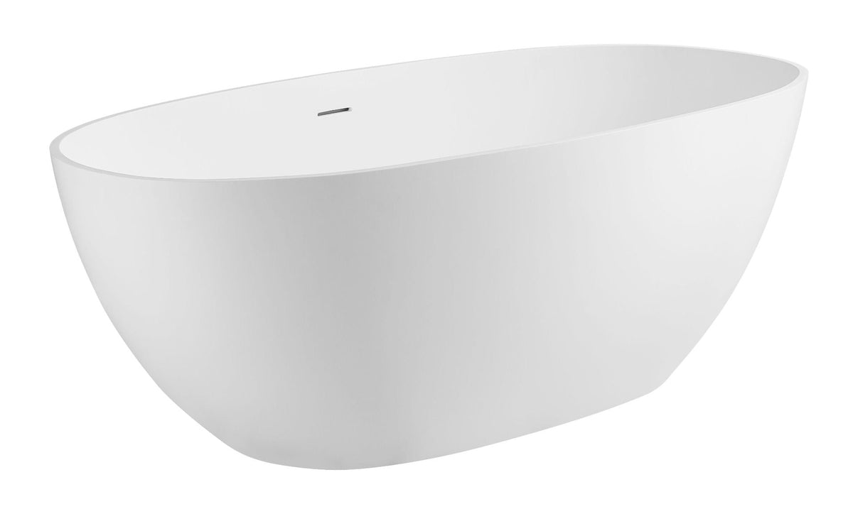 ALFI brand AB9975 59" White Oval Solid Surface Resin Soaking Bathtub - Elite Vitality
