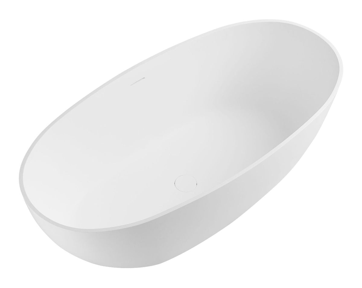 ALFI brand AB9975 59" White Oval Solid Surface Resin Soaking Bathtub - Elite Vitality