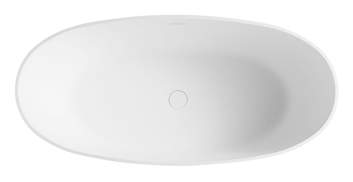 ALFI brand AB9975BM 59" Black & White Matte Oval Solid Surface Resin Soaking Bathtub - Elite Vitality
