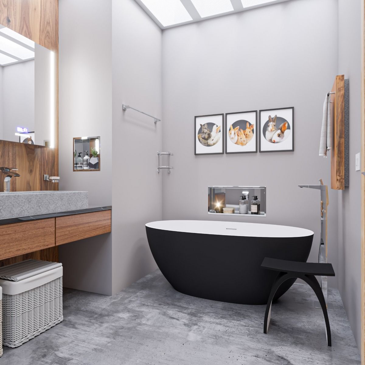 ALFI brand AB9975BM 59" Black & White Matte Oval Solid Surface Resin Soaking Bathtub - Elite Vitality