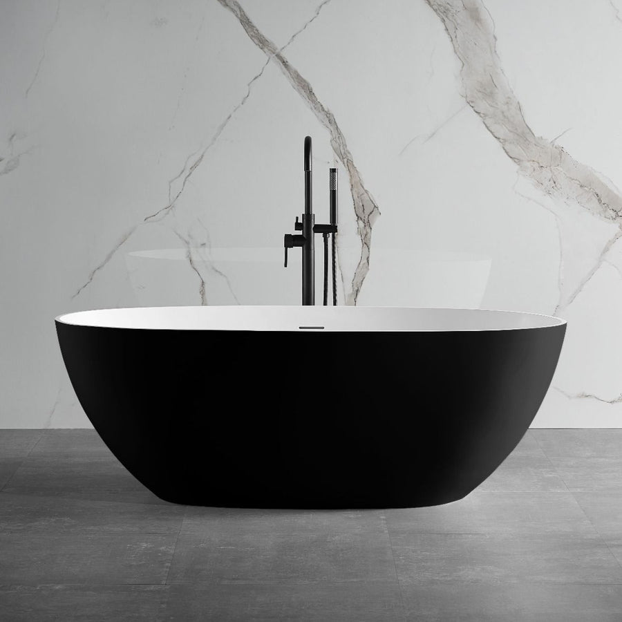 ALFI brand AB9975BM 59" Black & White Matte Oval Resin Bathtub