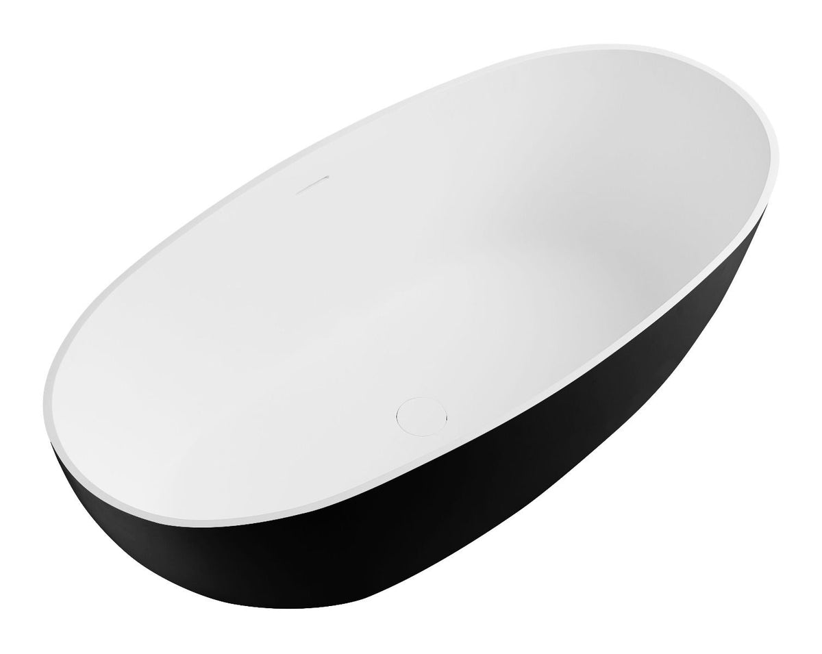 ALFI brand AB9975BM 59" Black & White Matte Oval Solid Surface Resin Soaking Bathtub - Elite Vitality