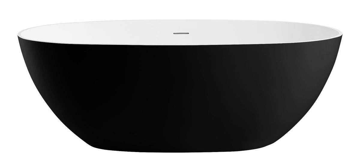 ALFI brand AB9975BM 59" Black & White Matte Oval Solid Surface Resin Soaking Bathtub - Elite Vitality