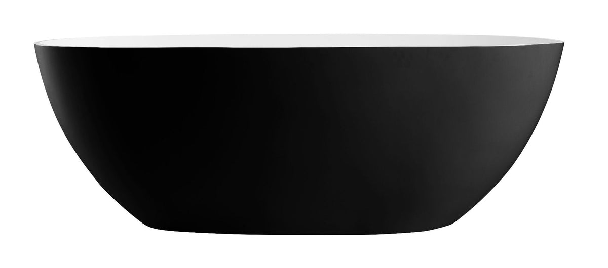 ALFI brand AB9975BM 59" Black & White Matte Oval Solid Surface Resin Soaking Bathtub - Elite Vitality