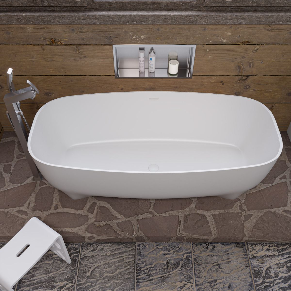 ALFI brand AB9980 67" White Matte Solid Surface Resin Bathtub - Elite Vitality