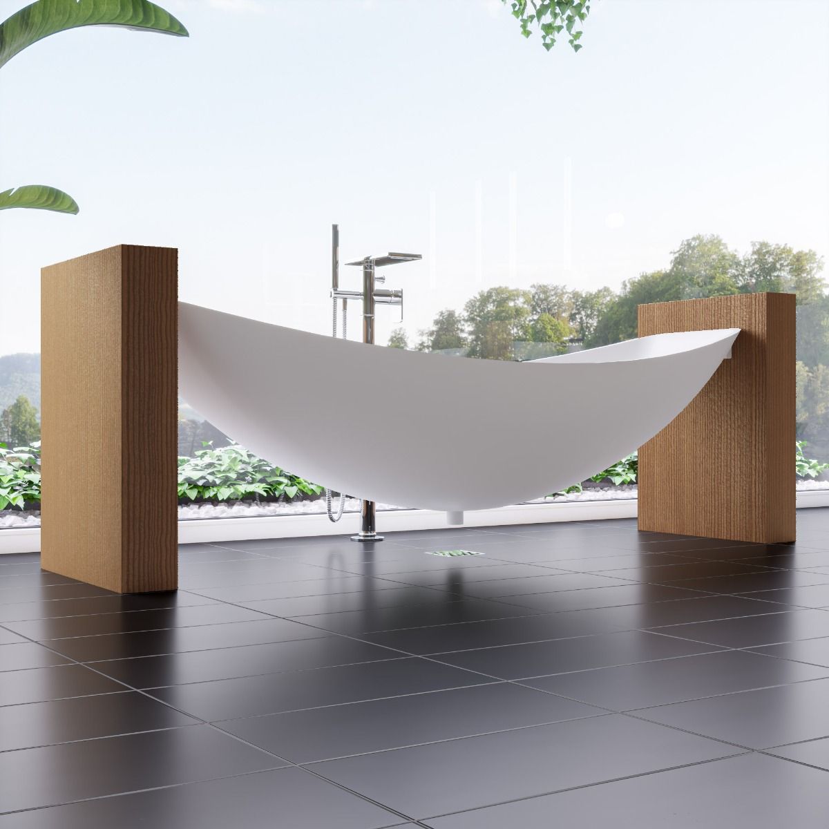 ALFI brand HammockTub1 79" Acrylic Suspended Wall Mounted Hammock Bathtub - Elite Vitality