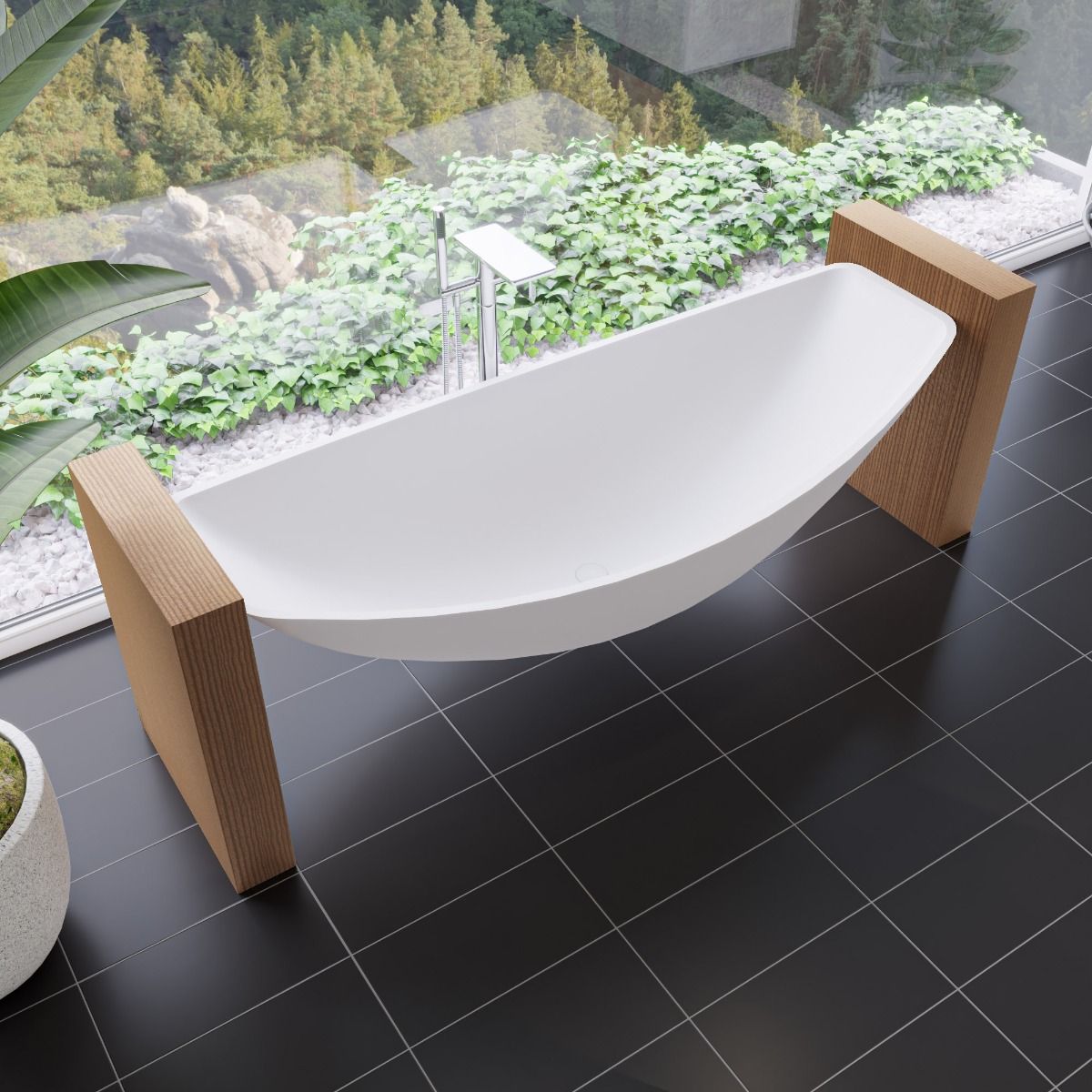 ALFI brand HammockTub1 79" Acrylic Suspended Wall Mounted Hammock Bathtub - Elite Vitality