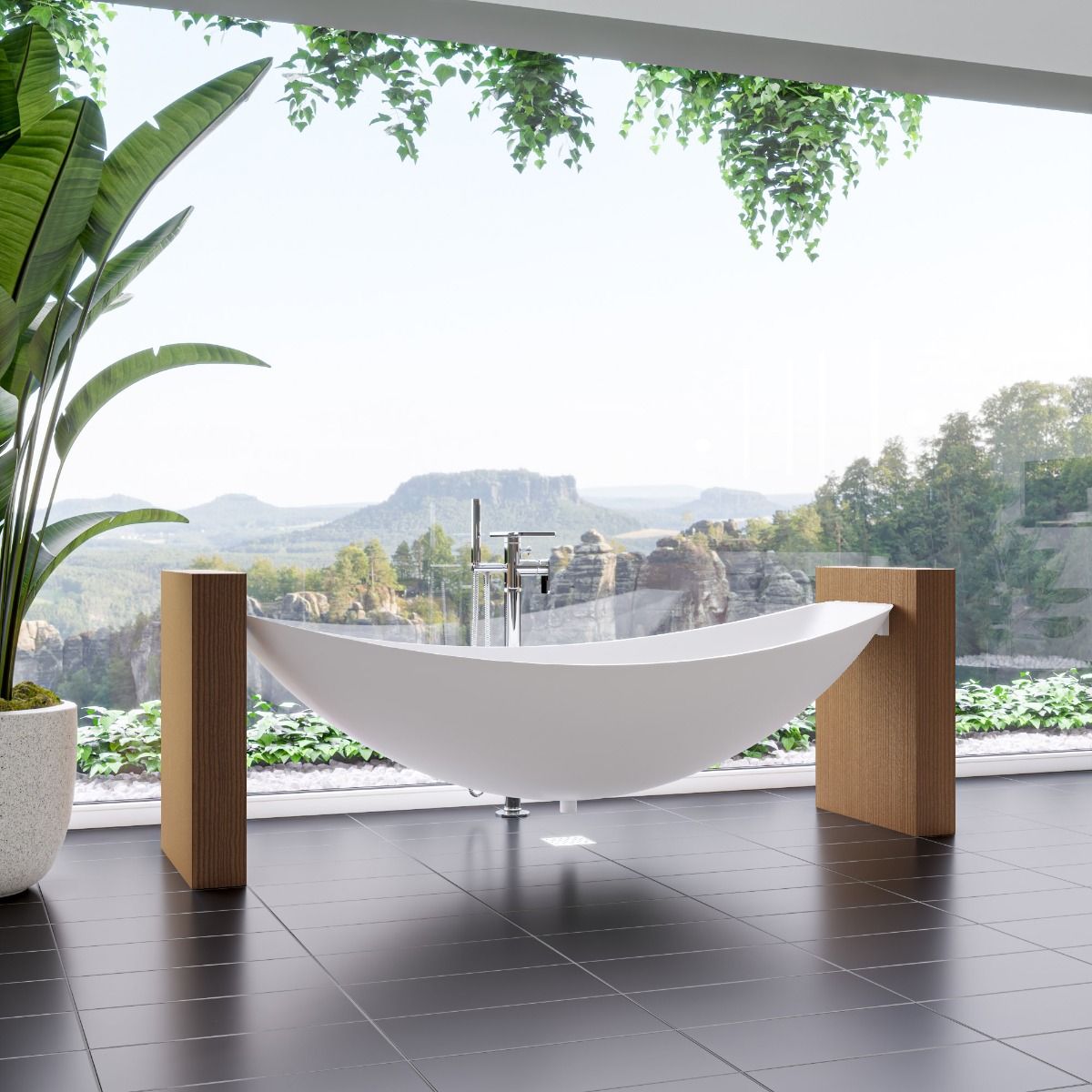 ALFI brand HammockTub1 79" Acrylic Suspended Wall Mounted Hammock Bathtub - Elite Vitality