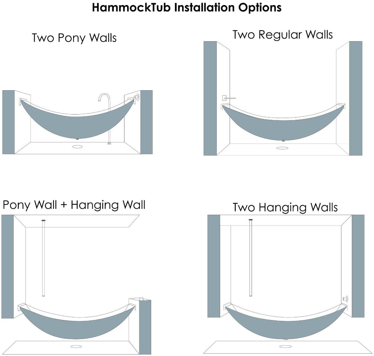 ALFI brand HammockTub1 79" Acrylic Suspended Wall Mounted Hammock Bathtub - Elite Vitality