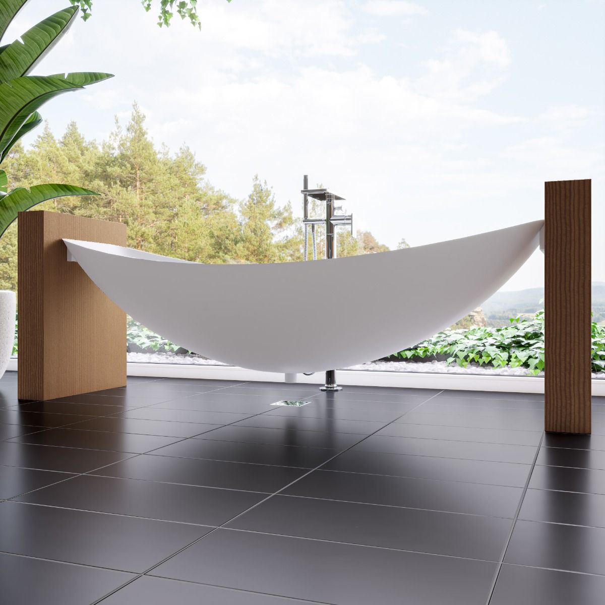 ALFI brand HammockTub1 79" Acrylic Suspended Wall Mounted Hammock Bathtub - Elite Vitality