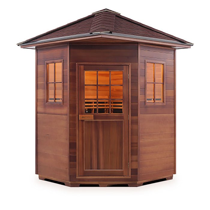 Enlighten Sauna Sapphire 4 Corner Infrared/Traditional Sauna - Elite Vitality