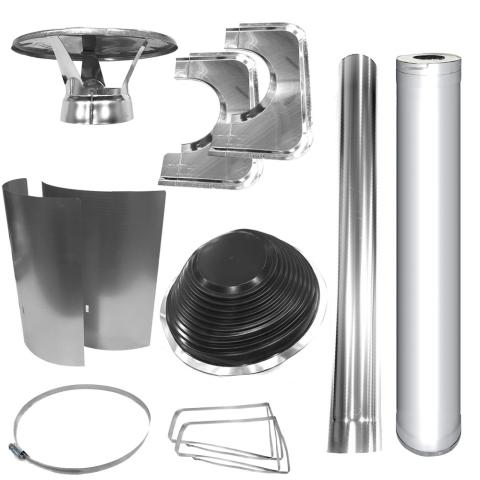 Harvia WHP1000500-PKG - Chimney & Assembly Kit, Barrel, Flat Roof, Stainless